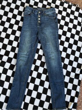 Roebuck & Co Skinny Jeans Size 4 High Rise Button Fly Stretch Dark Wash Denim